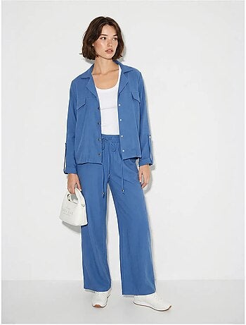 Ensemble deux pièces : blouse et pantalon large en crêpe lucci
