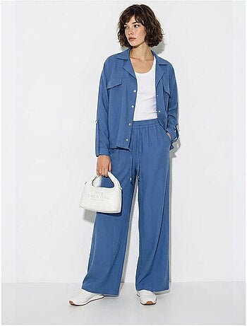 Ensemble deux pièces : blouse et pantalon large en crêpe lucci