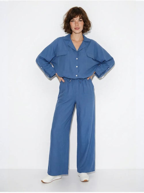 Ensemble deux pièces : blouse et pantalon large en crêpe lucci - Kiabi Ensemble deux pièces : blouse et pantalon large en crêpe lucci - Kiabi