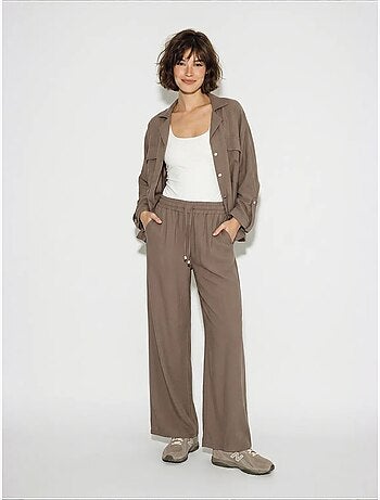 Ensemble deux pièces : blouse et pantalon large en crêpe lucci