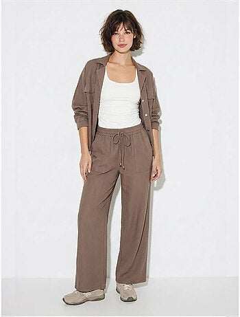 Ensemble deux pièces : blouse et pantalon large en crêpe lucci