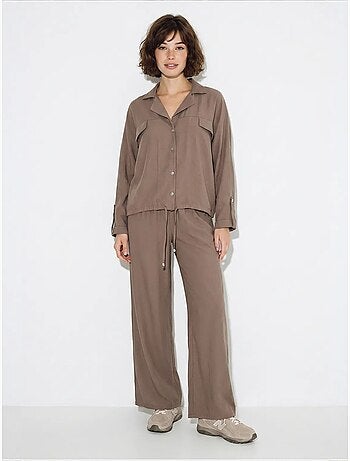 Ensemble deux pièces : blouse et pantalon large en crêpe lucci