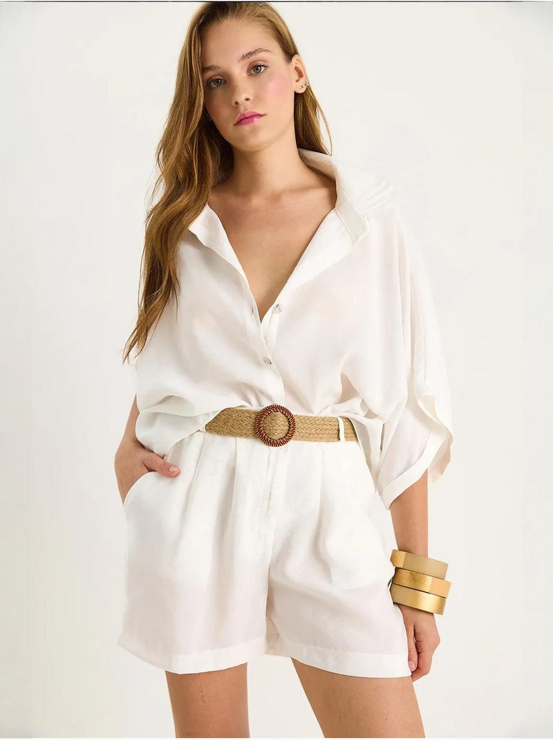 Ensemble deux pièces boutonné taille haute lucci Blanc - Kiabi