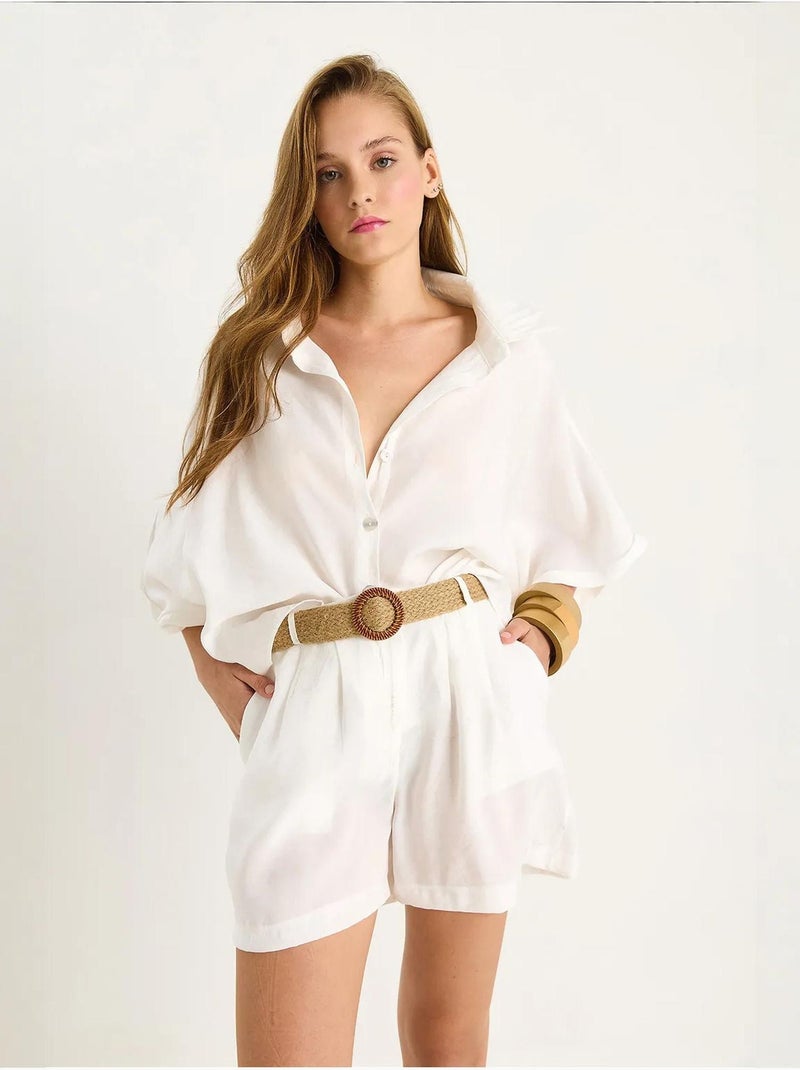 Ensemble deux pièces boutonné taille haute lucci Blanc - Kiabi