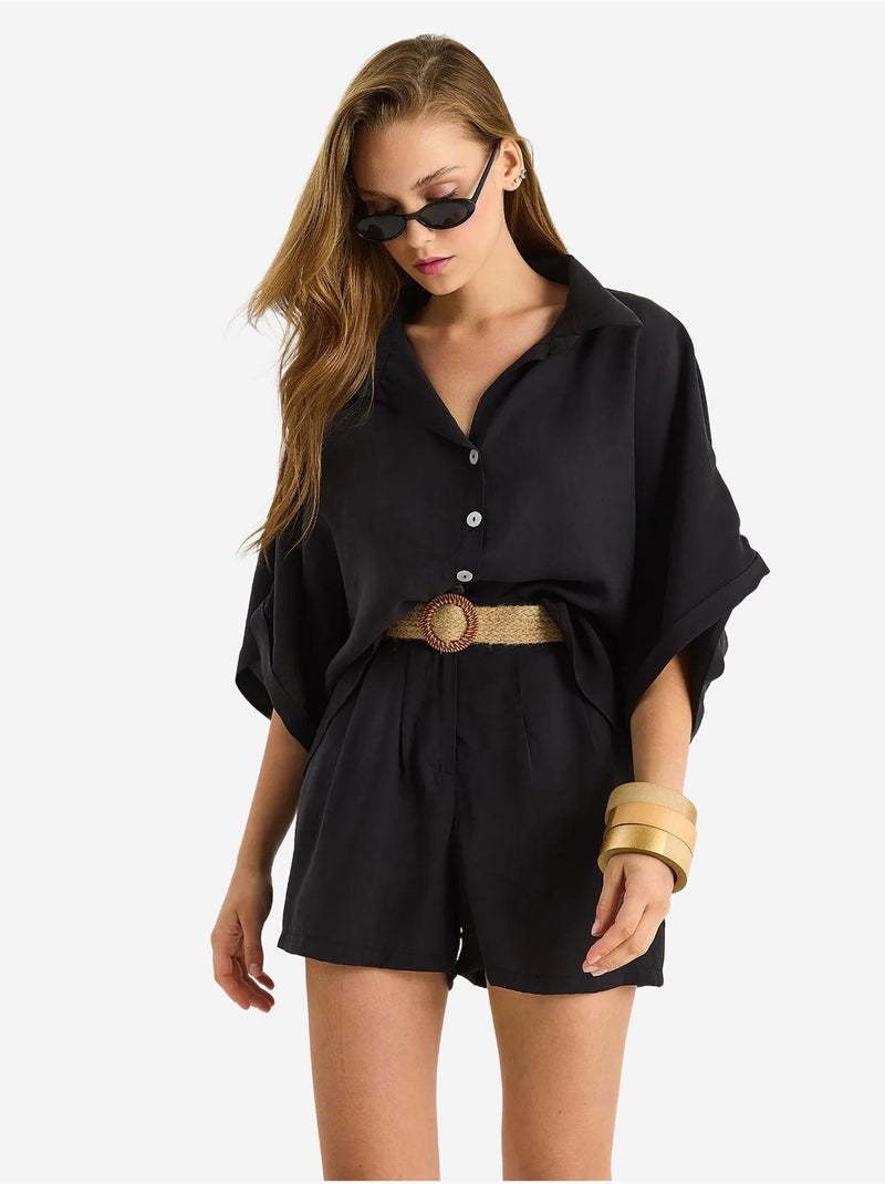 Ensemble deux pièces boutonné taille haute lucci Noir - Kiabi