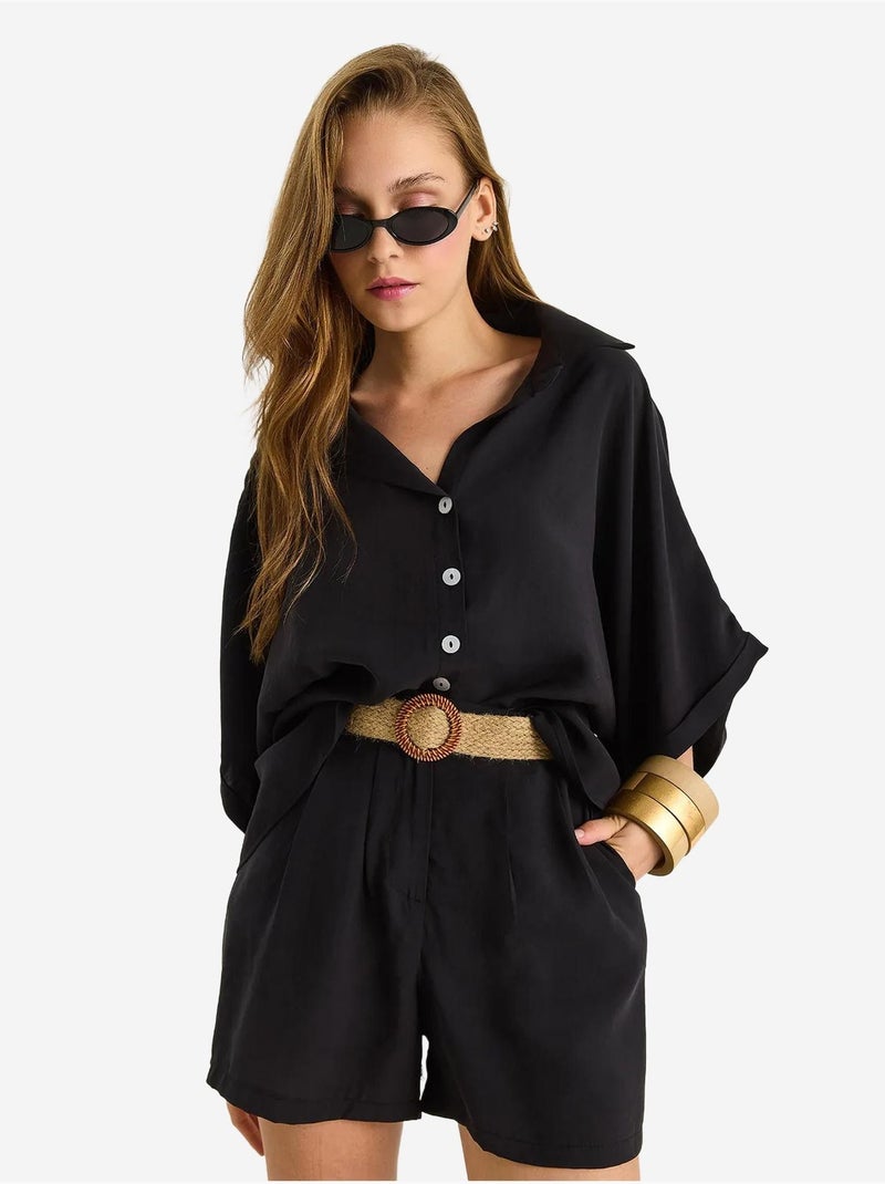 Ensemble deux pièces boutonné taille haute lucci Noir - Kiabi