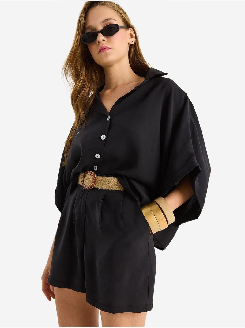 Ensemble deux pièces boutonné taille haute lucci Noir - Kiabi