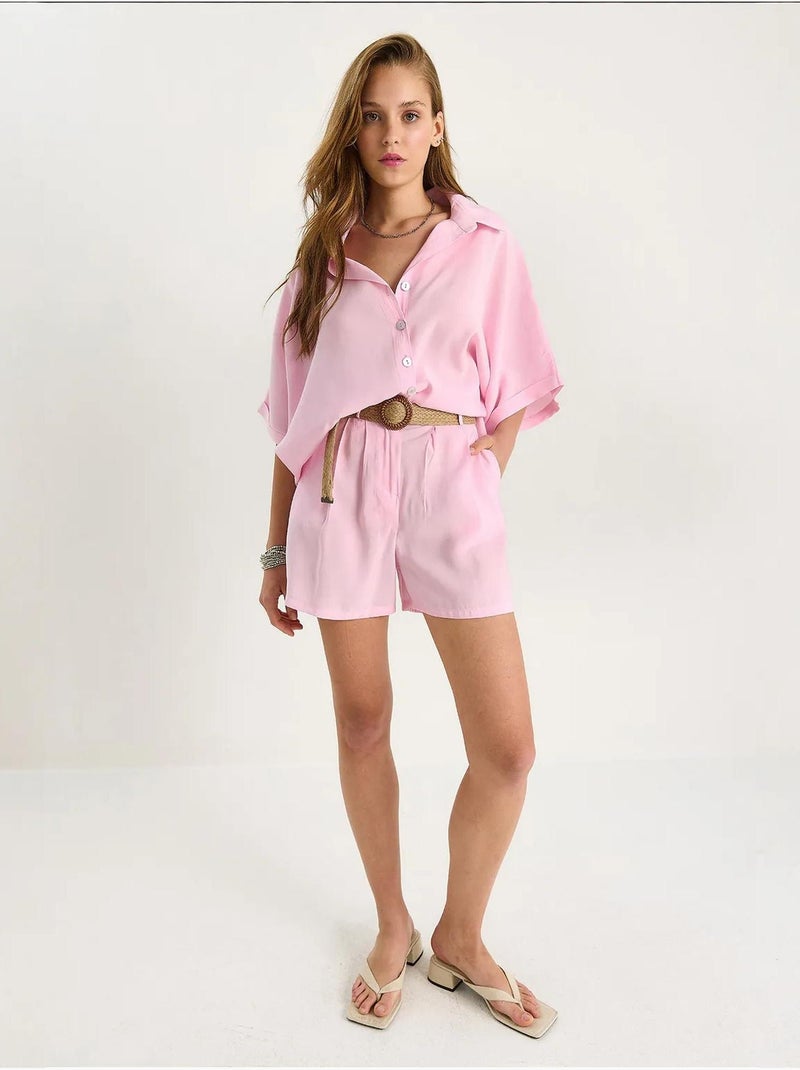 Ensemble deux pièces boutonné taille haute lucci Rose pâle - Kiabi