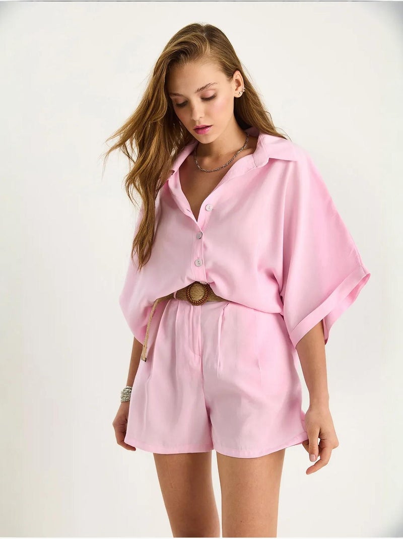 Ensemble deux pièces boutonné taille haute lucci Rose pâle - Kiabi