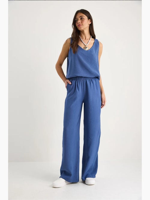 Ensemble deux pièces : chemisier à bretelles et col en v, pantalon palazzo lucci - Kiabi Ensemble deux pièces : chemisier à bretelles et col en v, pantalon palazzo lucci - Kiabi