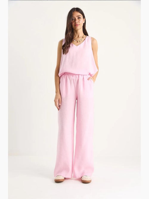 Ensemble deux pièces : chemisier à bretelles et col en v, pantalon palazzo lucci - Kiabi Ensemble deux pièces : chemisier à bretelles et col en v, pantalon palazzo lucci - Kiabi