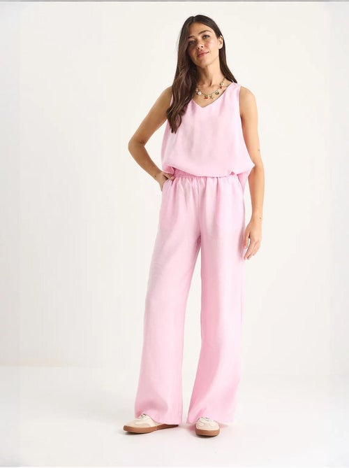 Ensemble deux pièces : chemisier à bretelles et col en v, pantalon palazzo lucci - Kiabi Ensemble deux pièces : chemisier à bretelles et col en v, pantalon palazzo lucci - Kiabi