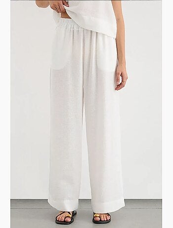 Ensemble deux pièces chemisier en lin et pantalon taille élastique hiccup