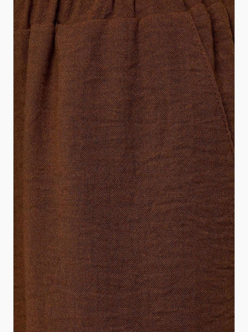 Ensemble deux pièces chemisier en lin et pantalon taille élastique hiccup Marron chocolat - Kiabi