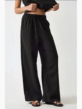 Ensemble deux pièces chemisier en lin et pantalon taille élastique hiccup