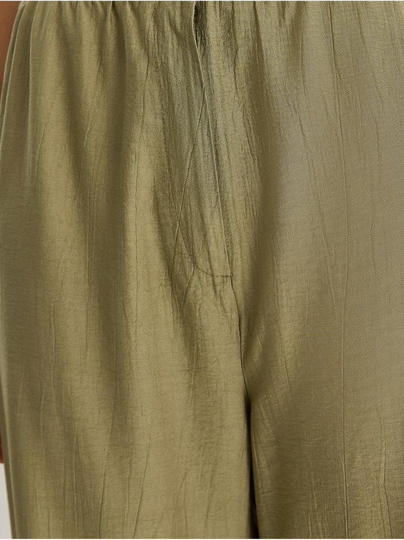 Ensemble deux pièces chemisier et pantalon à manches courtes avec détails noués de bianco lucci Kaki - Kiabi