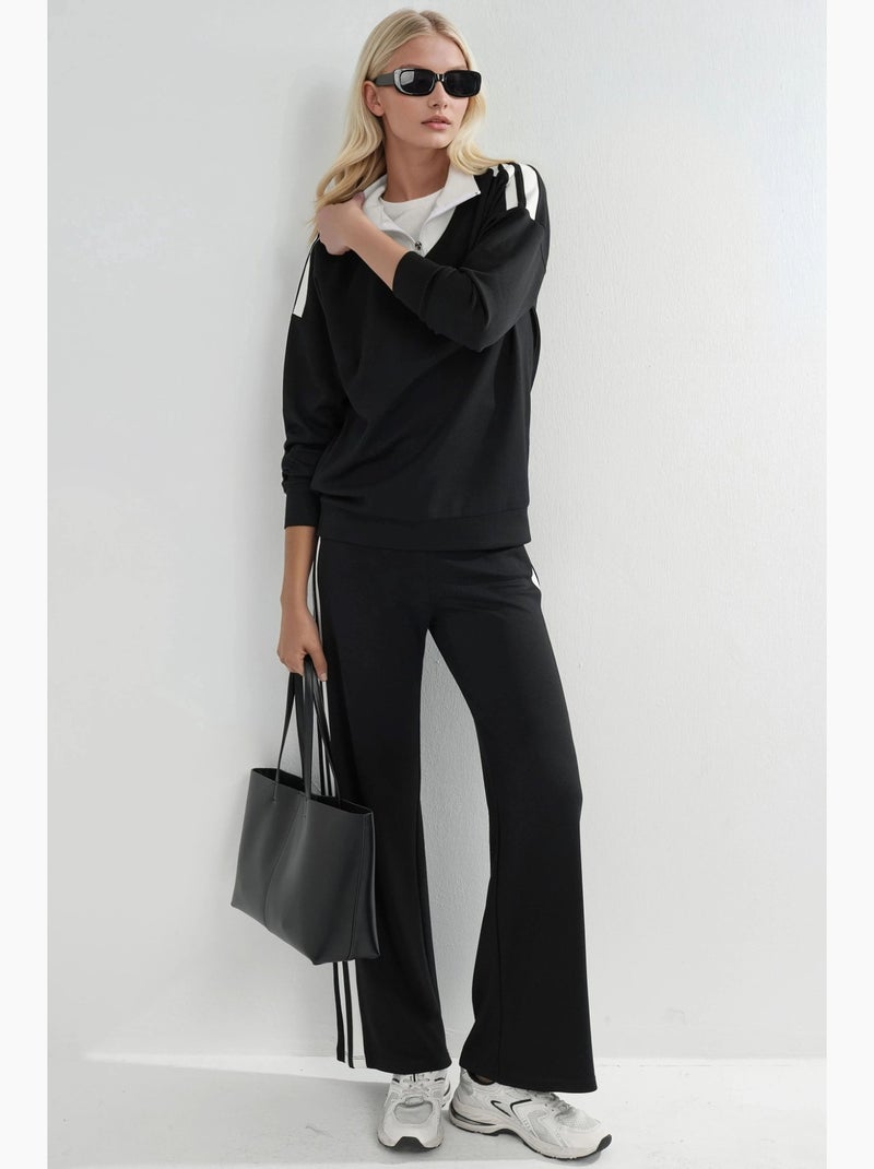 Ensemble deux pièces coordonné à col zippé et jambes larges hiccup Noir - Kiabi