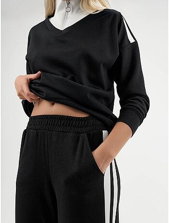 Ensemble deux pièces coordonné à col zippé et jambes larges