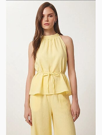 Ensemble deux pièces coordonné à taille haute et col halter istanbul