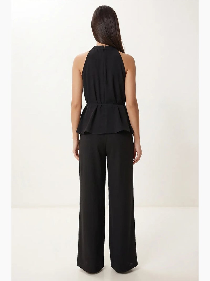 Ensemble deux pièces coordonné à taille haute et col halter istanbul Noir - Kiabi
