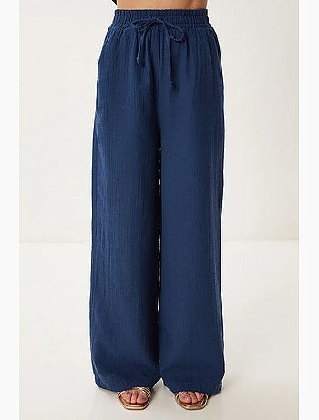 Ensemble deux pièces coordonné à taille haute, jambe large et col chemise istanbul