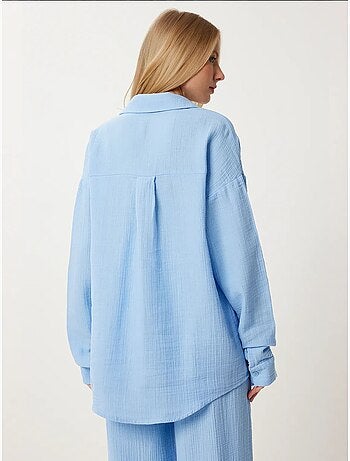 Ensemble deux pièces coordonné à taille haute, jambe large et col chemise istanbul