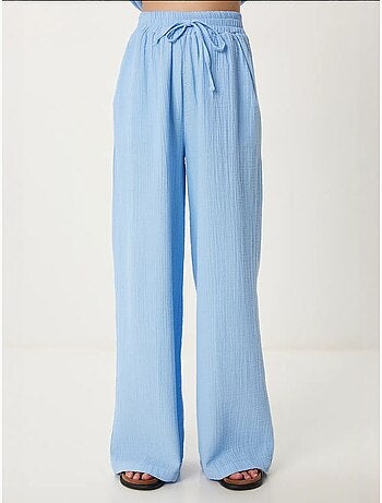 Ensemble deux pièces coordonné à taille haute, jambe large et col chemise istanbul