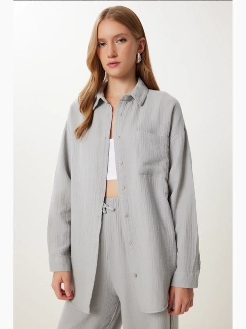 Ensemble deux pièces coordonné à taille haute, jambe large et col chemise istanbul - Kiabi Ensemble deux pièces coordonné à taille haute, jambe large et col chemise istanbul - Kiabi