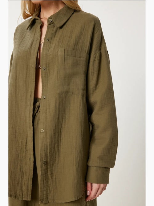 Ensemble deux pièces coordonné à taille haute, jambe large et col chemise istanbul - Kiabi Ensemble deux pièces coordonné à taille haute, jambe large et col chemise istanbul - Kiabi