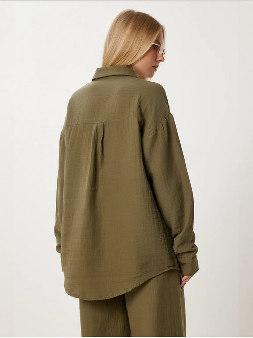 Ensemble deux pièces coordonné à taille haute, jambe large et col chemise istanbul - Kiabi Ensemble deux pièces coordonné à taille haute, jambe large et col chemise istanbul - Kiabi