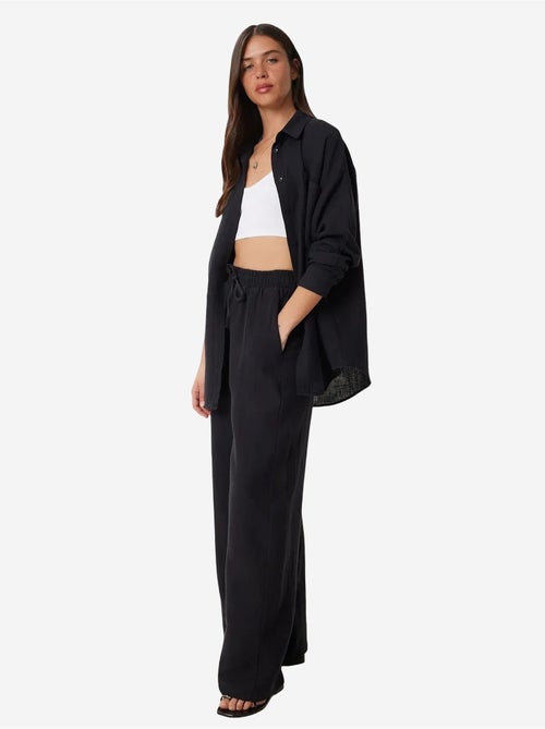 Ensemble deux pièces coordonné à taille haute, jambe large et col chemise istanbul - Kiabi Ensemble deux pièces coordonné à taille haute, jambe large et col chemise istanbul - Kiabi