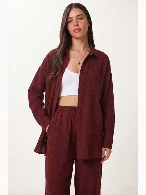 Ensemble deux pièces coordonné à taille haute, jambe large et col chemise istanbul - Kiabi Ensemble deux pièces coordonné à taille haute, jambe large et col chemise istanbul - Kiabi