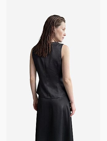 Ensemble deux pièces coordonné en satin à col en v et fermeture boutonnée my fashion