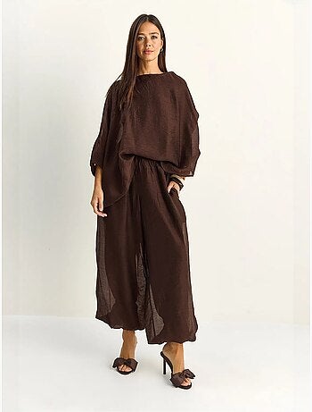 Ensemble deux pièces coordonné taille haute à jambe large lucci