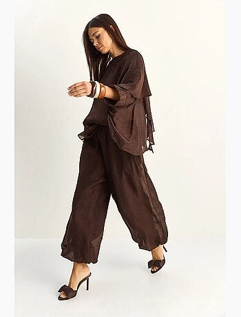 Ensemble deux pièces coordonné taille haute à jambe large lucci