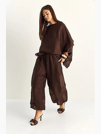 Ensemble deux pièces coordonné taille haute à jambe large lucci