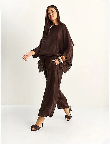Ensemble deux pièces coordonné taille haute à jambe large lucci