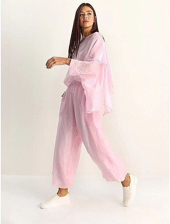 Ensemble deux pièces coordonné taille haute à jambe large lucci