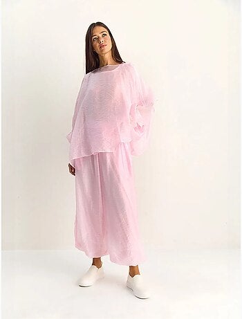 Ensemble deux pièces coordonné taille haute à jambe large lucci