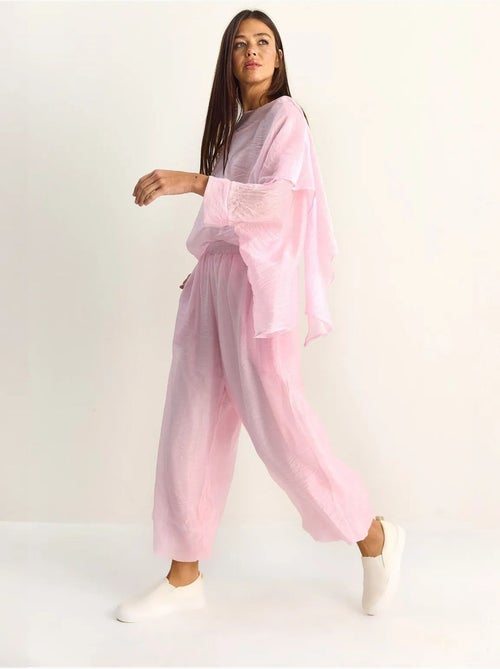 Ensemble deux pièces coordonné taille haute à jambe large lucci - Kiabi Ensemble deux pièces coordonné taille haute à jambe large lucci - Kiabi