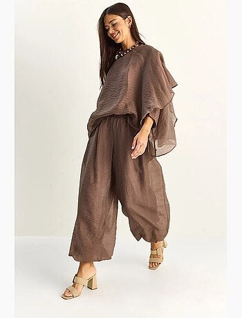 Ensemble deux pièces coordonné taille haute à jambe large lucci