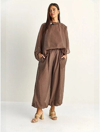 Ensemble deux pièces coordonné taille haute à jambe large lucci
