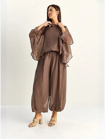 Ensemble deux pièces coordonné taille haute à jambe large lucci