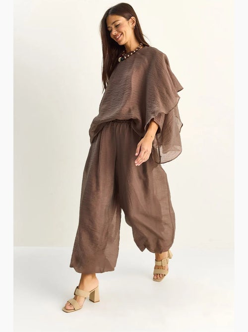 Ensemble deux pièces coordonné taille haute à jambe large lucci - Kiabi Ensemble deux pièces coordonné taille haute à jambe large lucci - Kiabi