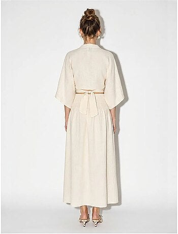 Ensemble deux pièces en coton avec blouse et jupe midi lucci