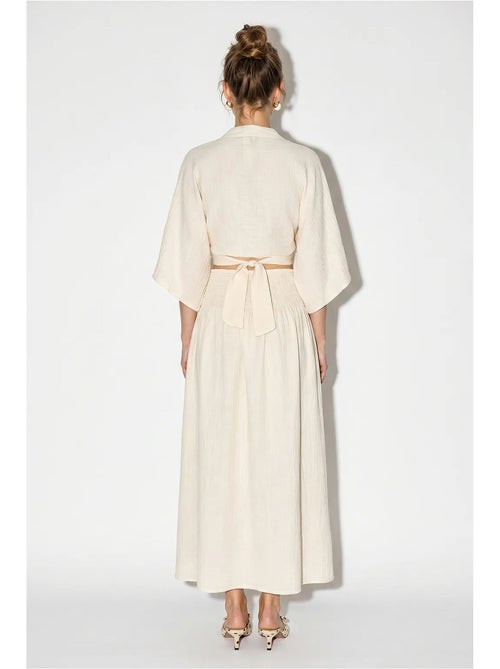 Ensemble deux pièces en coton avec blouse et jupe midi lucci - Kiabi Ensemble deux pièces en coton avec blouse et jupe midi lucci - Kiabi