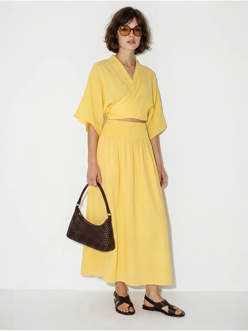 Ensemble deux pièces en coton avec blouse et jupe midi lucci - Kiabi Ensemble deux pièces en coton avec blouse et jupe midi lucci - Kiabi