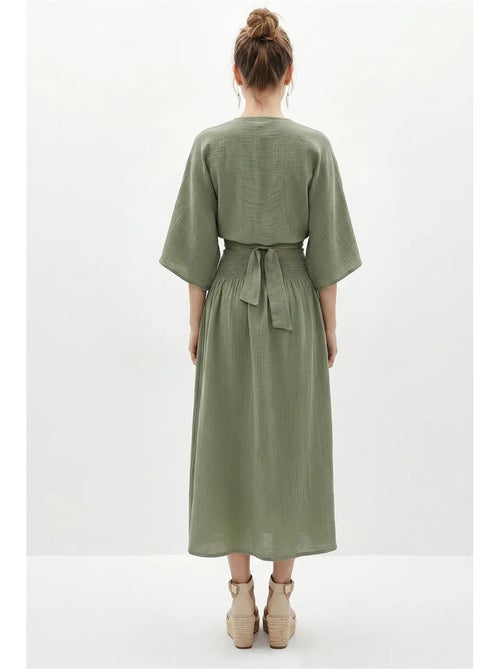 Ensemble deux pièces en coton avec blouse et jupe midi lucci - Kiabi Ensemble deux pièces en coton avec blouse et jupe midi lucci - Kiabi