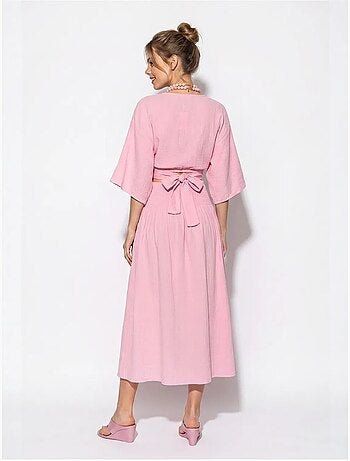 Ensemble deux pièces en coton avec blouse et jupe midi lucci