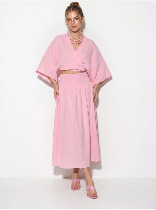 Ensemble deux pièces en coton avec blouse et jupe midi lucci - Kiabi Ensemble deux pièces en coton avec blouse et jupe midi lucci - Kiabi